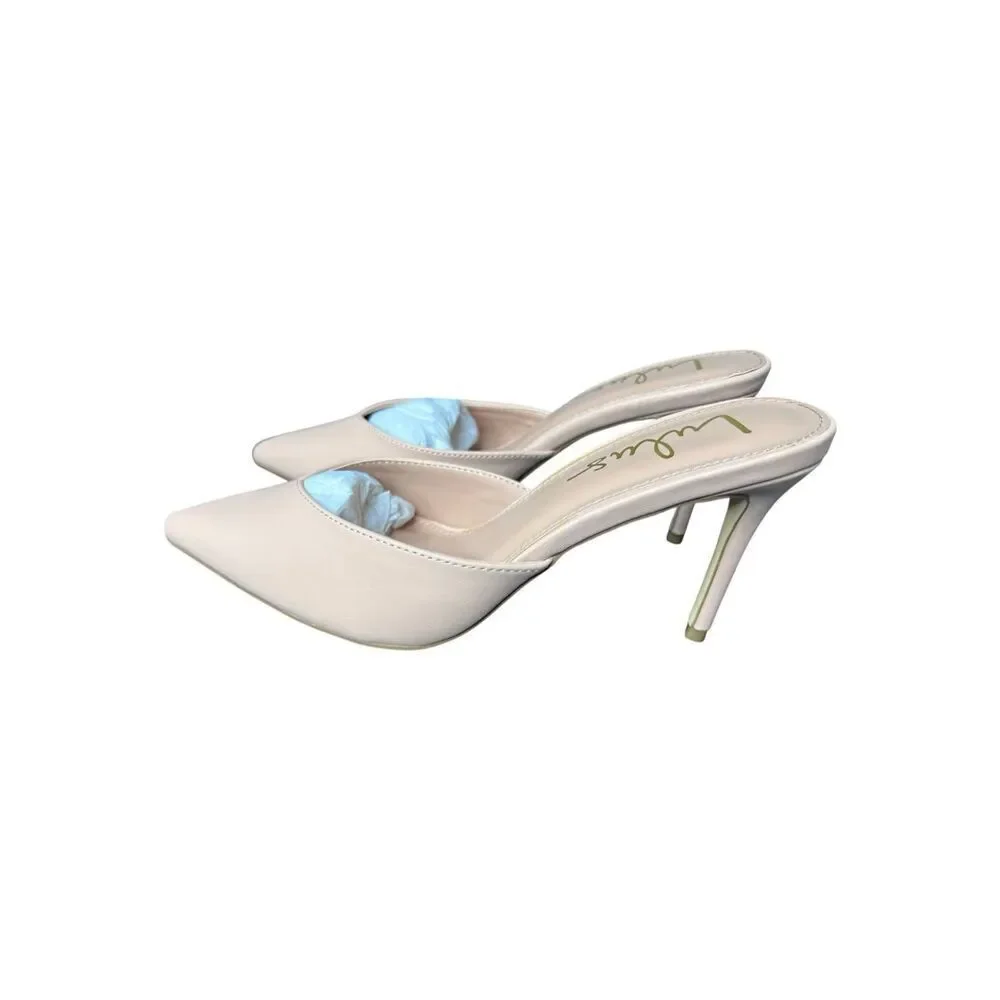 NEW Lulus Frae Naked Hazelnut Natural Pointed Toe Mules Size 7 Stiletto Heel 2